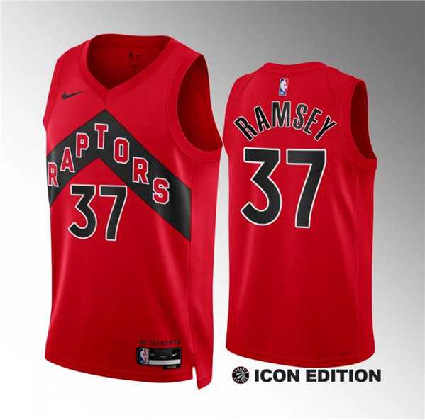 Mens Toronto Raptors #37 Jahmius Ramsey Red Icon Edition Stitched Basketball Jersey Dzhi->->NBA Jersey